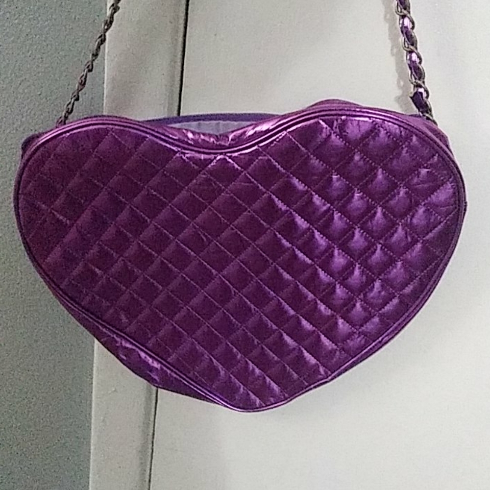 Purple over the shoulder heart bag